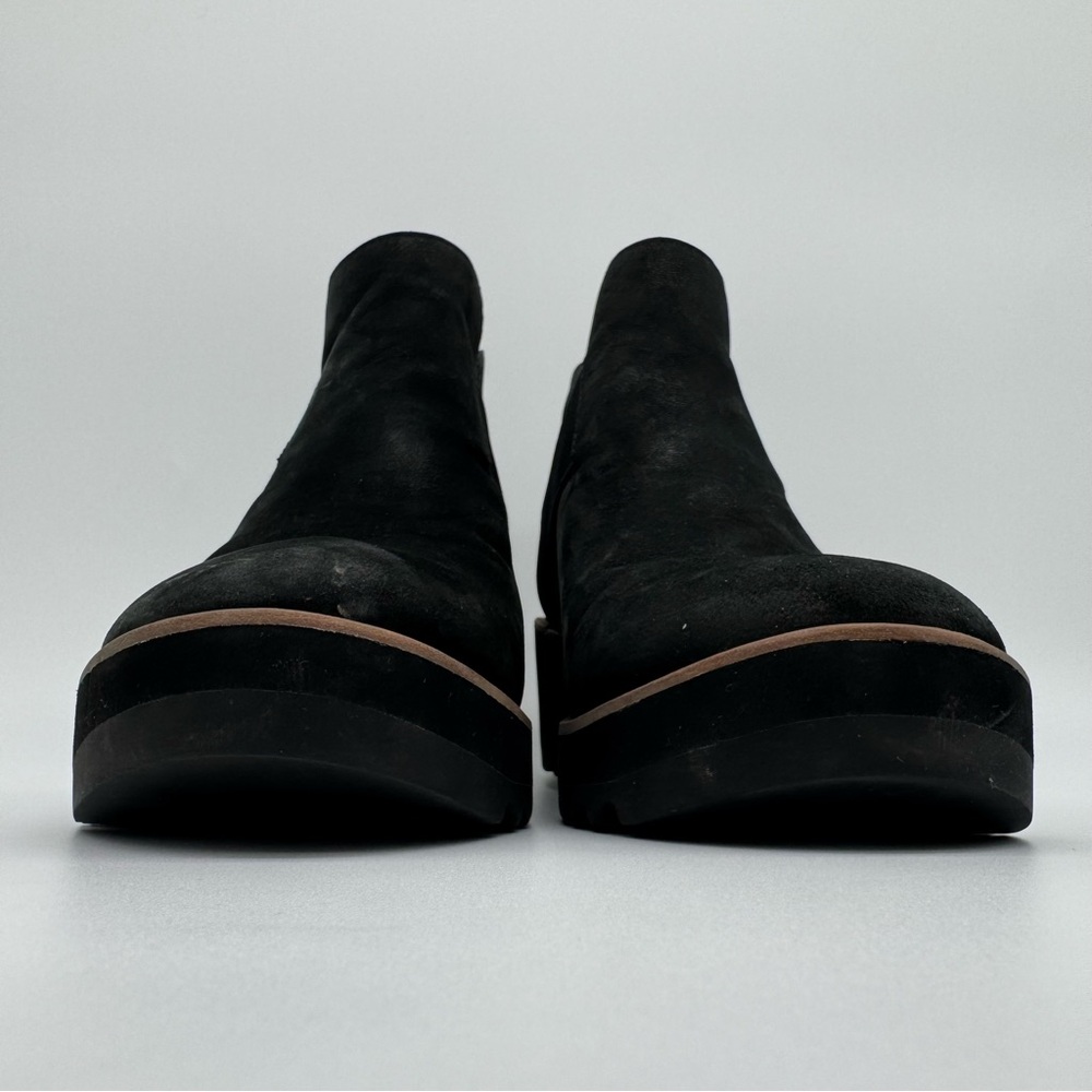 Eileen Fisher Lark Black Nubuck Leather Wedge Ankle Boots Size 9.5 - Picture 2 of 13